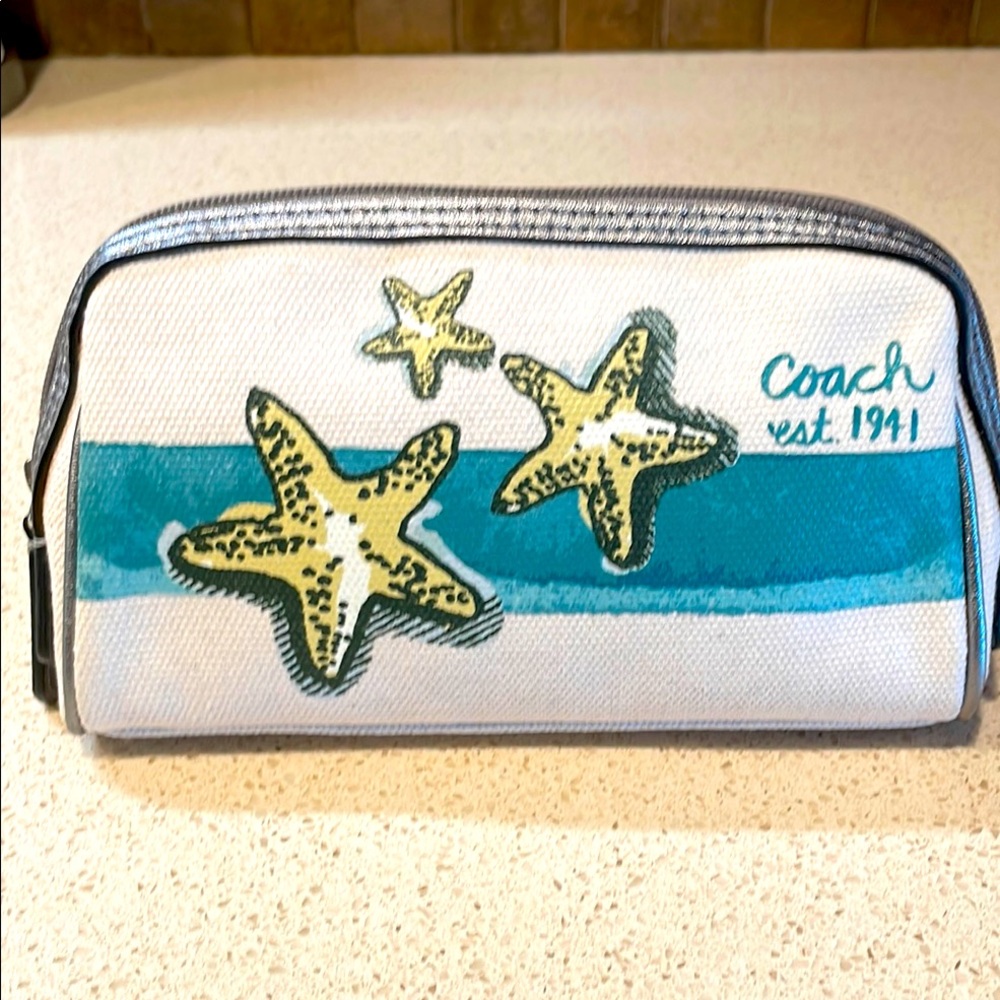 Coach NWOT Vintage Limited Edition Starfish Canvas & Leather Clutch/Cosmetic Bag